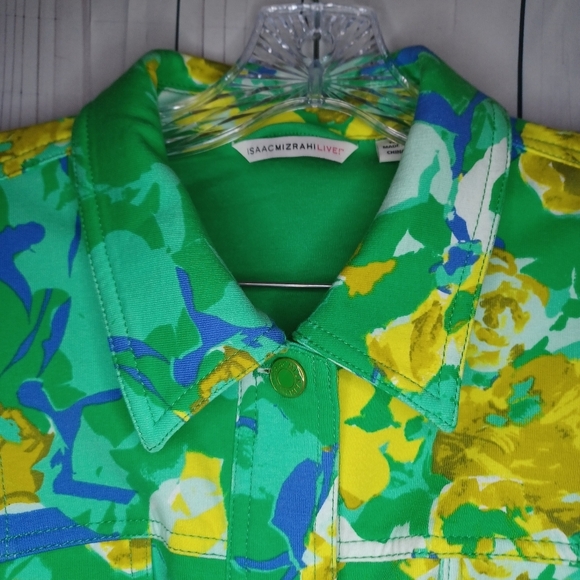 Isaac Mizrah Live green floral print spring jacket - Picture 3 of 15